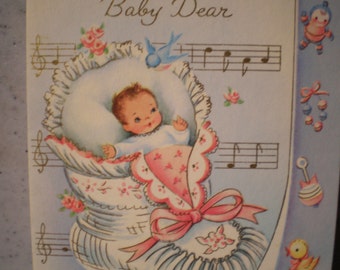 Vintage Mid Century Unused Greeting Card - Get Well Soon - Little Darling