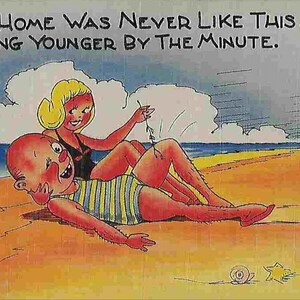 Vintage Mid Century unbenutzte lustige illustrierte Postkarte - Humor