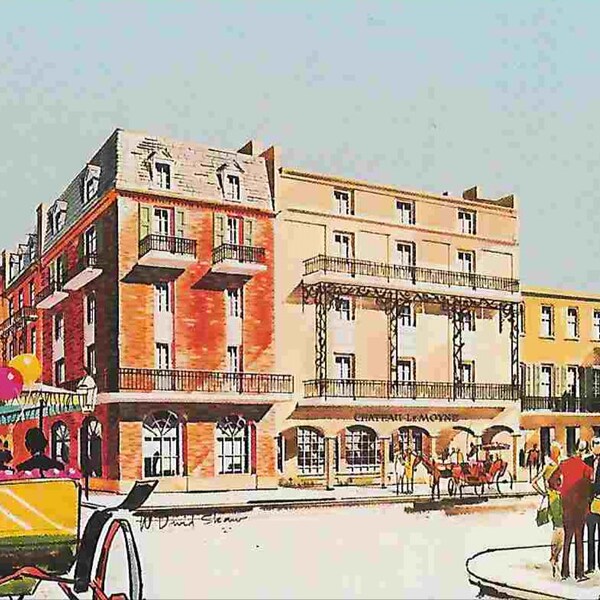 Vintage 70's Illustrated Travel Photo Postcard - New Orleans - The Chateau Lemoyne Hotel - French Quarter