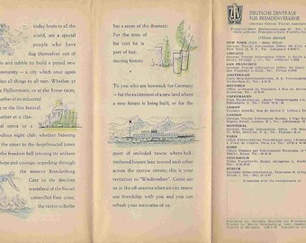 1950 年代のヴィンテージ旅行パンフレットとイラスト入り地図 - ドイツ