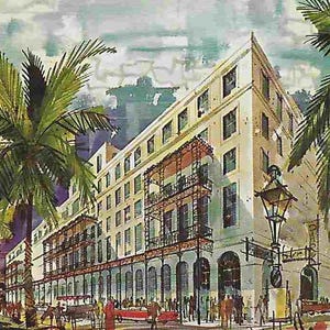 Cartão postal de viagem vintage sem uso - The Royal Orleans Hotel - Nova Orleans, LA - EUA