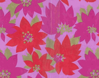 Vintage 1980's Christmas Gift-Wrapping Paper - Norcross - Poinsettia