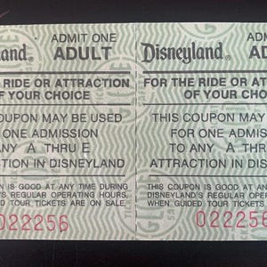 Vintage 1980&#39;s Disneyland Attraction Coupons & Parking Pass