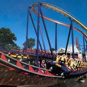 Stara nieużywana pocztówka z lat 90. - Park rozrywki Cedar Point - Mantis Coaster