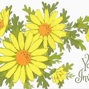 Vintage 1970&#39;s Unused Hallmark Party Invitations - Daisies - You&#39;re Invited