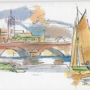 Vintage Mid Century Unused Blank Greeting Card - Note Card - Boating