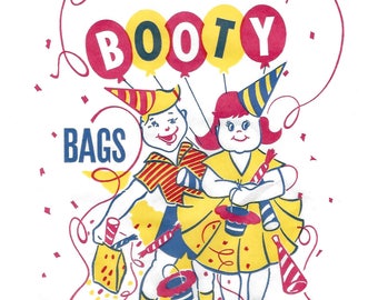Vintage 195o&#39;s Unused Children&#39;s Party Gift Bags - Booty Bags