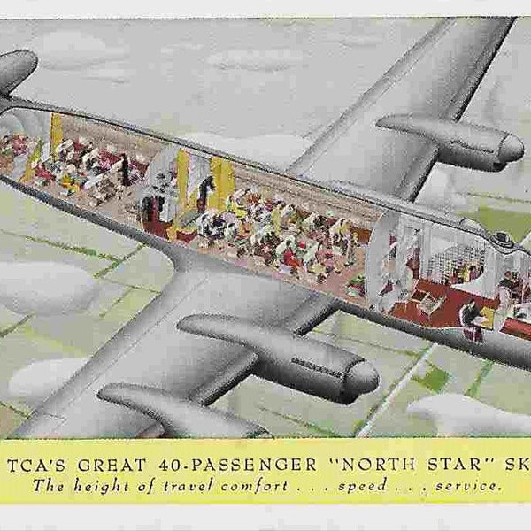 Vintage Unused Photo Postcard Advertisement - Trans-Canada Air Lines - North Star Skyliners - TCA