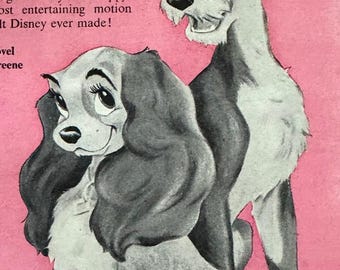 Vintage 1950's Advertisement - Walt Disney's Lady and the Tramp Movie