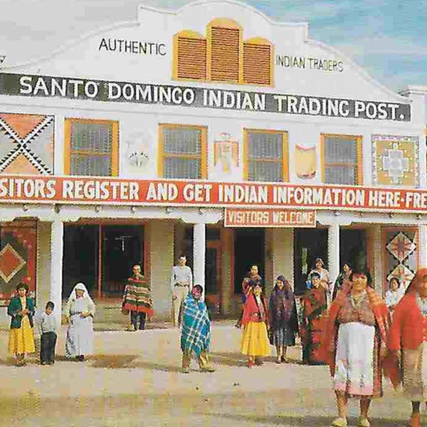 Vintage Midcentury Unused Travel Photo Postcard - Santo Domingo Indian Trading Post - New Mexico