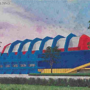 Cartolina di viaggio vintage di metà secolo inutilizzata - Un secolo di progresso - Edificio dei trasporti - Chicago, IL