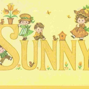 Tarjeta de felicitación vintage de mediados de siglo sin usar: Deseos soleados: recupérate pronto