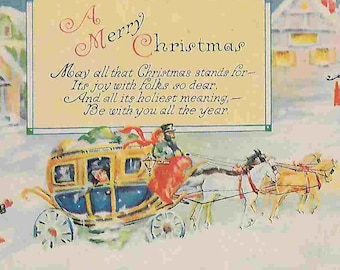 Vintage oanvänd julkort från mitten av århundradet - Vykort - En god jul