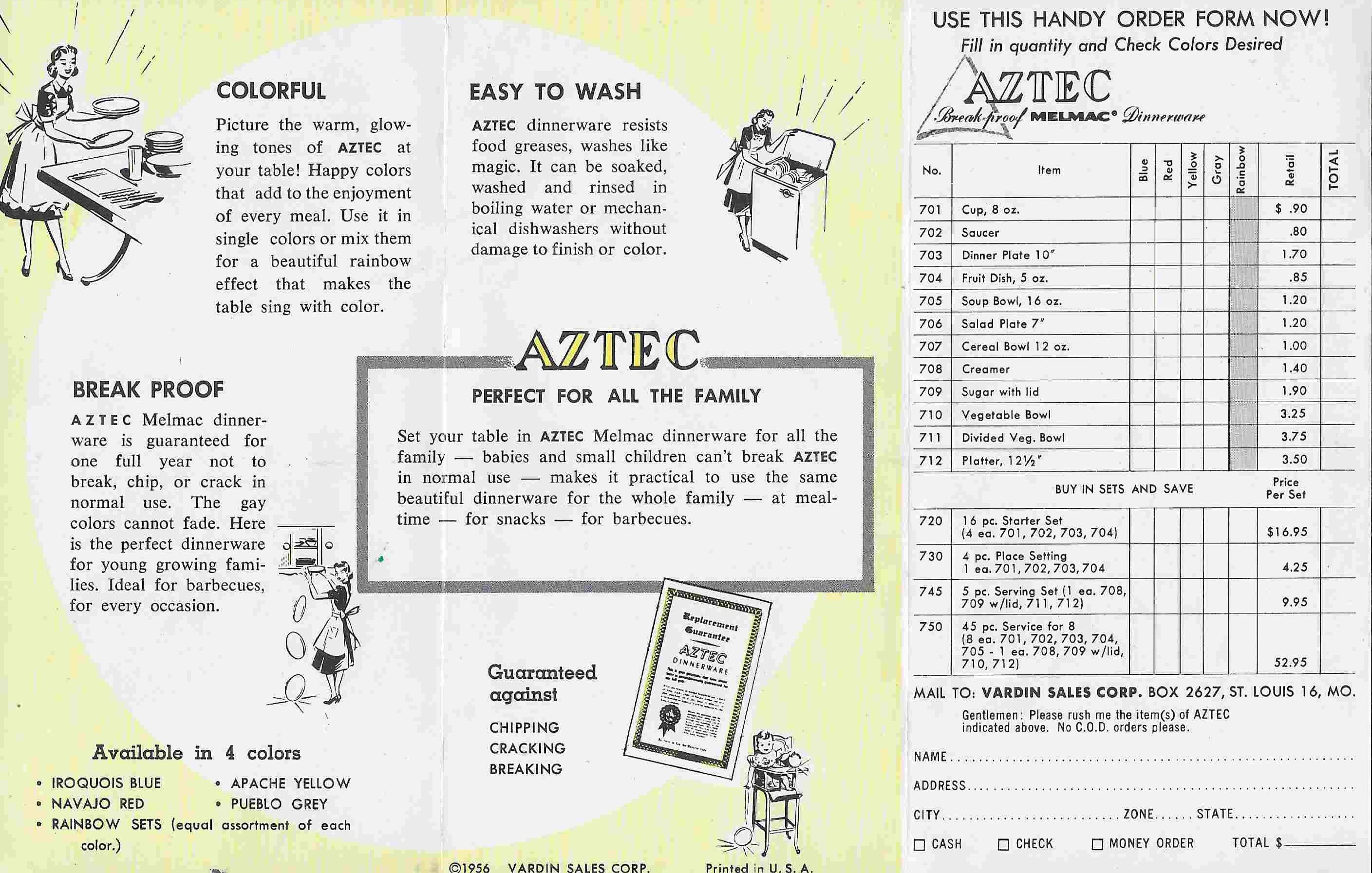 Vintage Midcentury Advertisement - Kitchen - AZTEC - Break-proof MELMAC ...