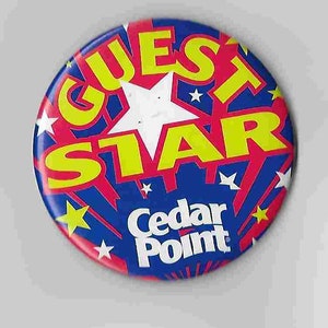 Vintage 1980&#39;s Cedar Point Amusement Park Metal Pin - Guest Star