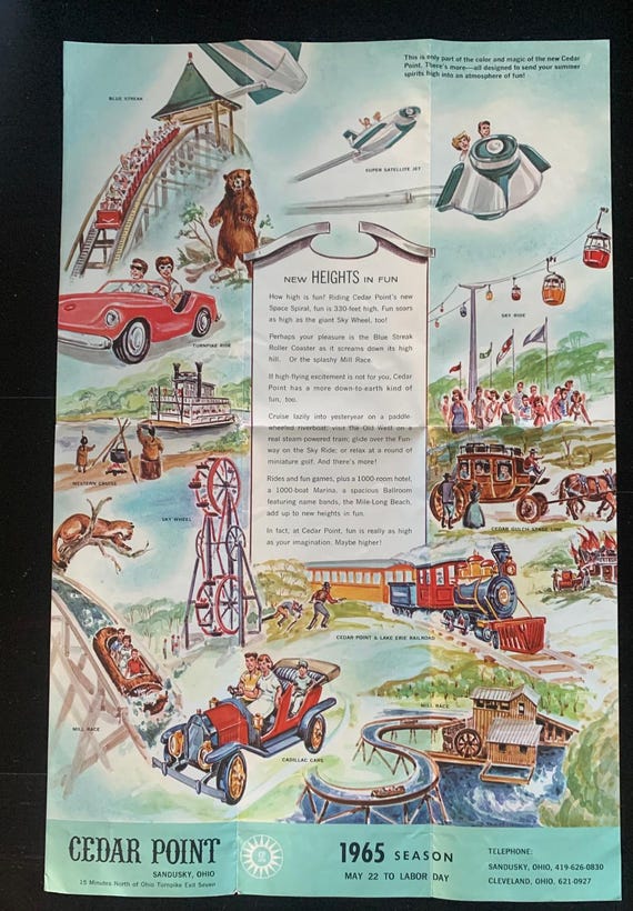Vintage 1960's Brochure - Cedar Point Amusement Park - 1965 - New