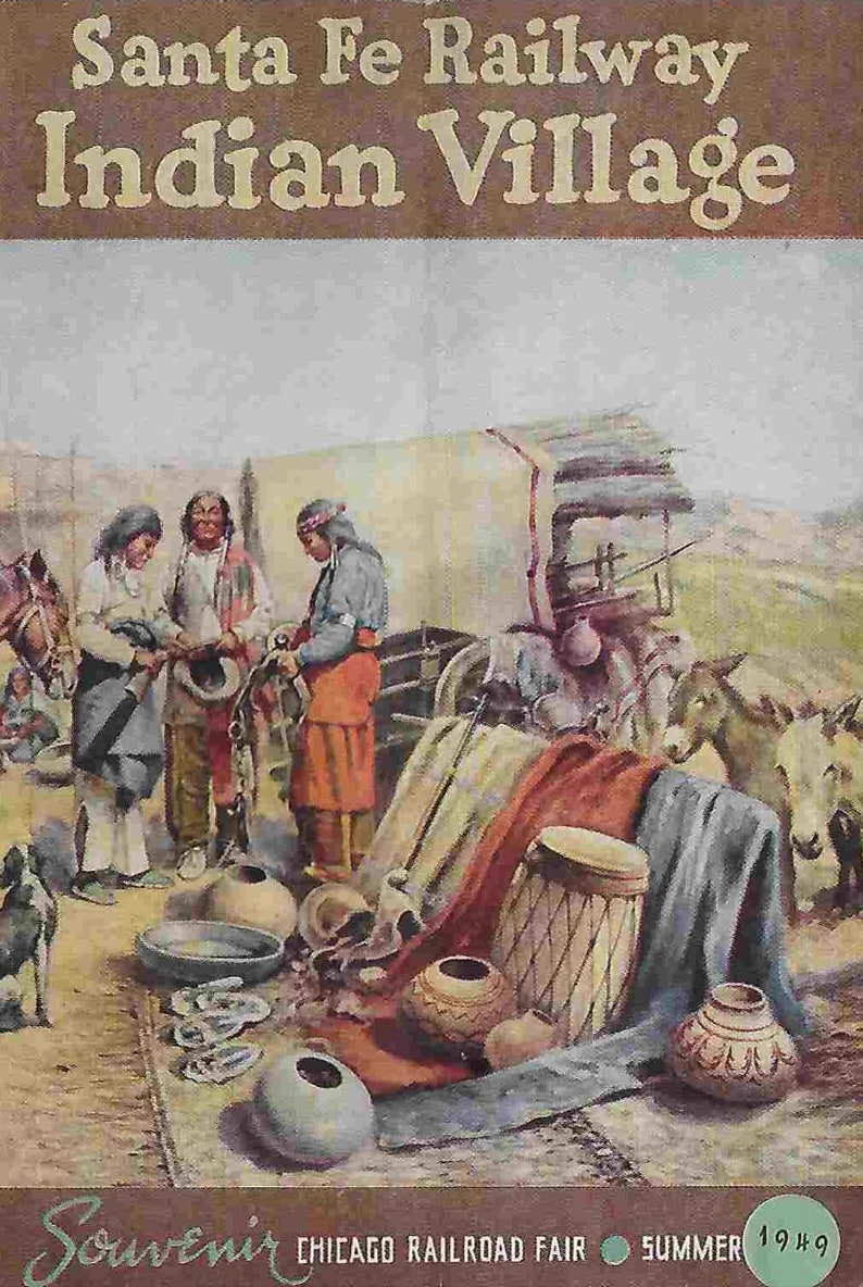 Vintage Midcentury Travel Brochure Santa Fe Railway Indian Village image 1