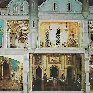 Cartolina fotografica vintage inutilizzata della metà del secolo - Viaggi - Il Castello del Principe Azzurro - Museo della Scienza e della Tecnologia - Chicago, IL