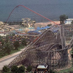 Stara nieużywana pocztówka z lat 90. - Cedar Point Amusement Park - Roller Coasters
