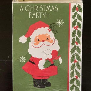 Vintage 1980er Jahre Unbenutzt Hallmark Weihnachten - Urlaub Party Einladungen - 8er Set - Einladungen - Weihnachtsmann
