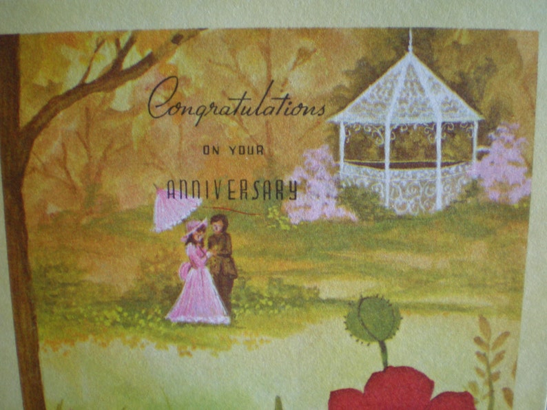 Vintage Mid Century Unused Greeting Card Congratulations On Your Anniversary