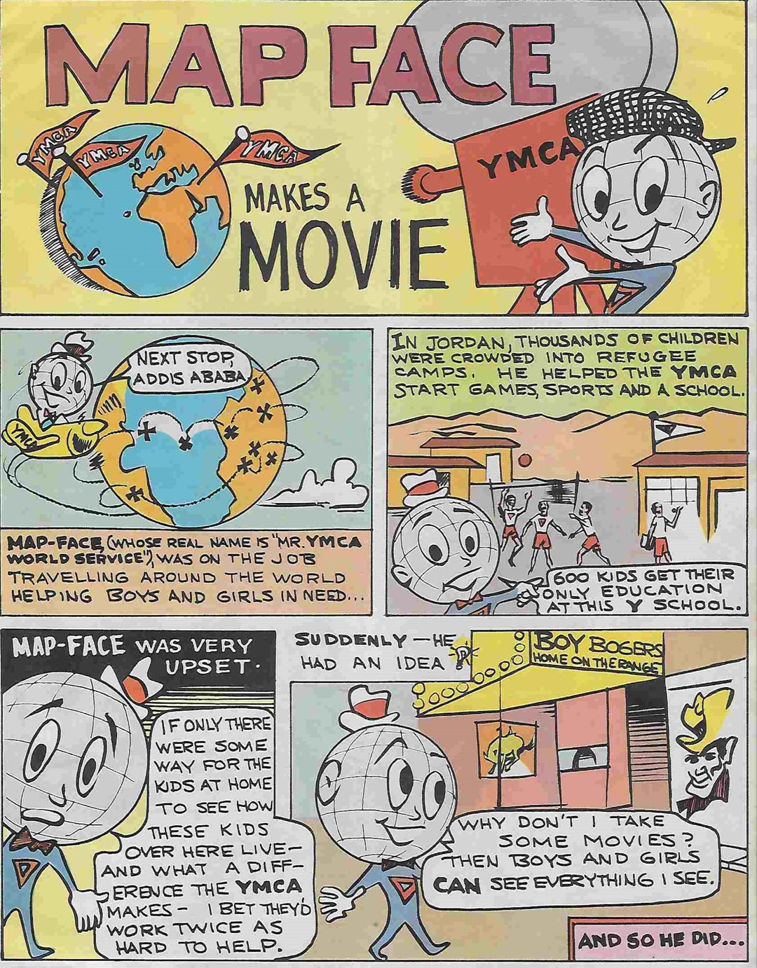 Vintage Advertisement - YMCA - Map Face Makes a Movie - Etsy