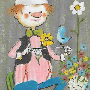 Tarjeta de felicitación vintage de mediados de siglo sin usar: te deseo lo mejor, amistad, caprichos, una tarjeta soleada