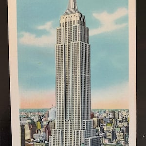 Carte postale photo vintage des années 40 inutilisée - New York City - NYC - Architecture art déco - Lot de 5
