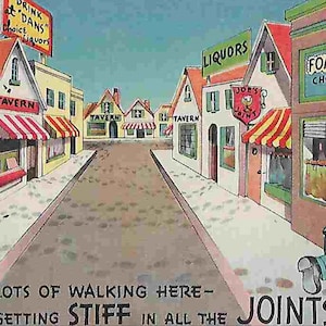 Vintage Midcentury Unbenutzte Illustrierte Postkarte - Reise - Wish you were here