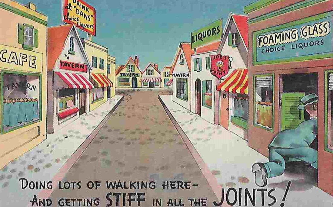 Vintage Midcentury Unbenutzte Illustrierte Postkarte - Reise - Wish you were here
