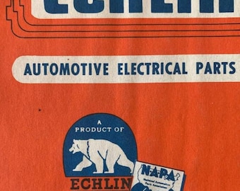 Folleto publicitario industrial vintage de mediados de siglo - Bloc de notas - Echlin - Piezas eléctricas para automóviles