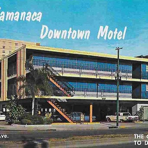Cartão postal com foto de viagem vintage não utilizado dos anos 60 - Nova Orleans - Tamanaca Downtown Motel