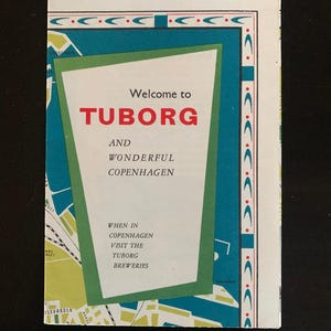 Vintage Midcentury Illustrierte Reisekarte - Tuborg - Kopenhagen - Dänemark