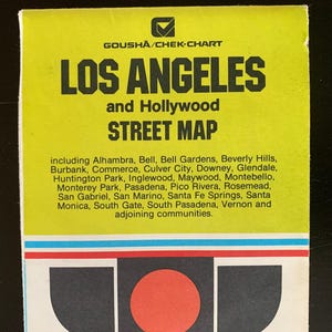 Vintage 1980's Travel Road Map - Los Angeles und Hollywood - Straßen