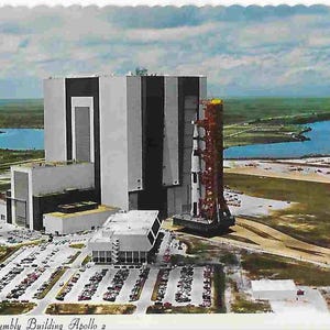 Stara nieużywana pocztówka ze zdjęciem z podróży z połowy wieku - NASA - John F Kennedy Space Center - Apollo 2