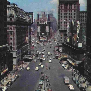Carte postale photo vintage Mid-Century inutilisée - New York - Times Square
