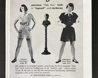 Vintage Midcentury French Fashion Advertisement - Le Petit Garcon -Saddletogs - NYC