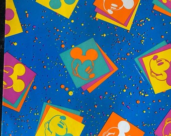 Vintage Unused 1990's Gift Wrapping Paper - Mickey Mouse