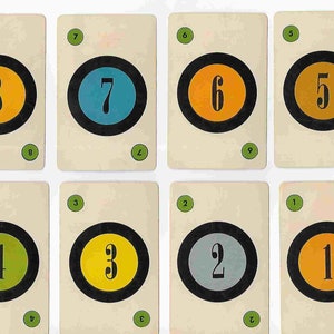 Carte da gioco illustrate Mid-Century vintage - Grafica numerica - Set di dieci
