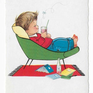 Vintage sin usar postal en blanco ilustrado - Tarjeta de notas
