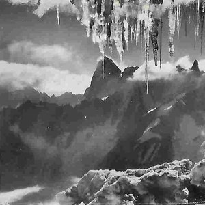 Carte postale de voyage photo vintage des années 40 - Mont Blanc - Grandes Jorasses