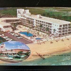 Stara używana pocztówka z fotografią podróżniczą z połowy wieku - Thunderbird Resort Motel, Miami Beach, Floryda, USA