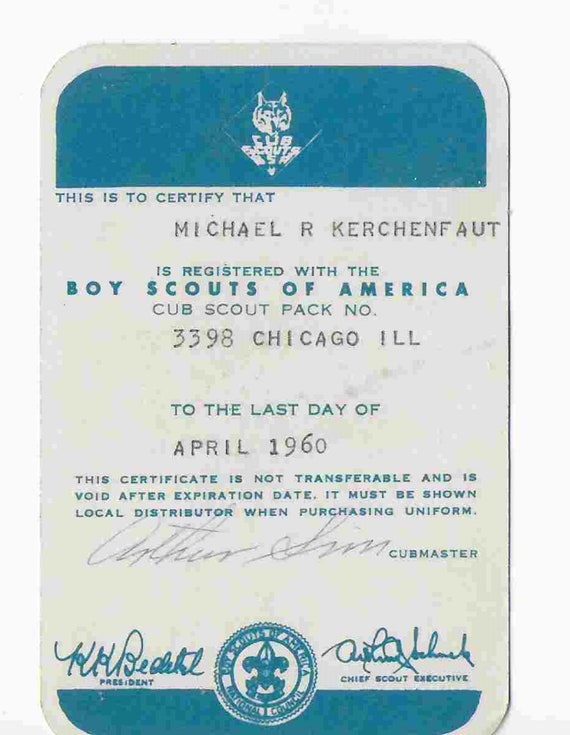 Vintage 1960's Original 1960's Boy Scouts of America - Certificate