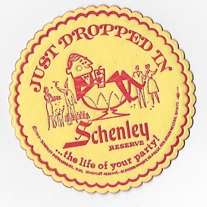 Vintage Mid Century Unused Cocktail Coaster and Napkin Set - Schenley Reserve