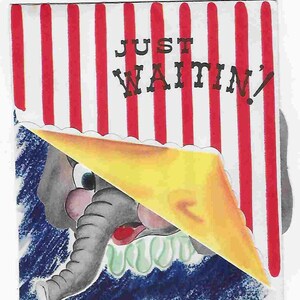 Vintage Midcentury Unused Greeting Card - Feel Better - Elephant