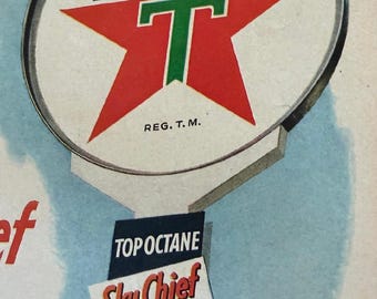 Vintage 1950er Jahre Werbung - TEXACO Sky Chief Gasoline