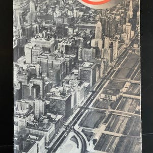 Vintage Midcentury Reisebroschüre und illustrierte Karte - Chicago, IL - unbenutzt