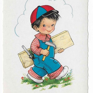 Vintage sin usar postal en blanco ilustrado - Tarjeta de notas