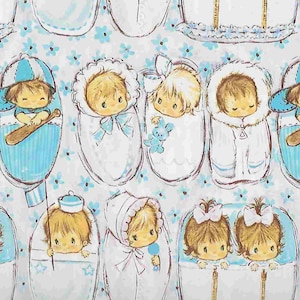 Vintage Unused Midcentury American Greetings Gift Wrapping Paper - Baby Shower