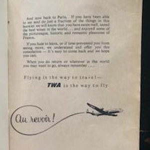1950's Vintage Travel Brochure - Paris, France - TWA - Travel Tips ...